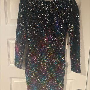 Aqua Rainbow Sequin Dress